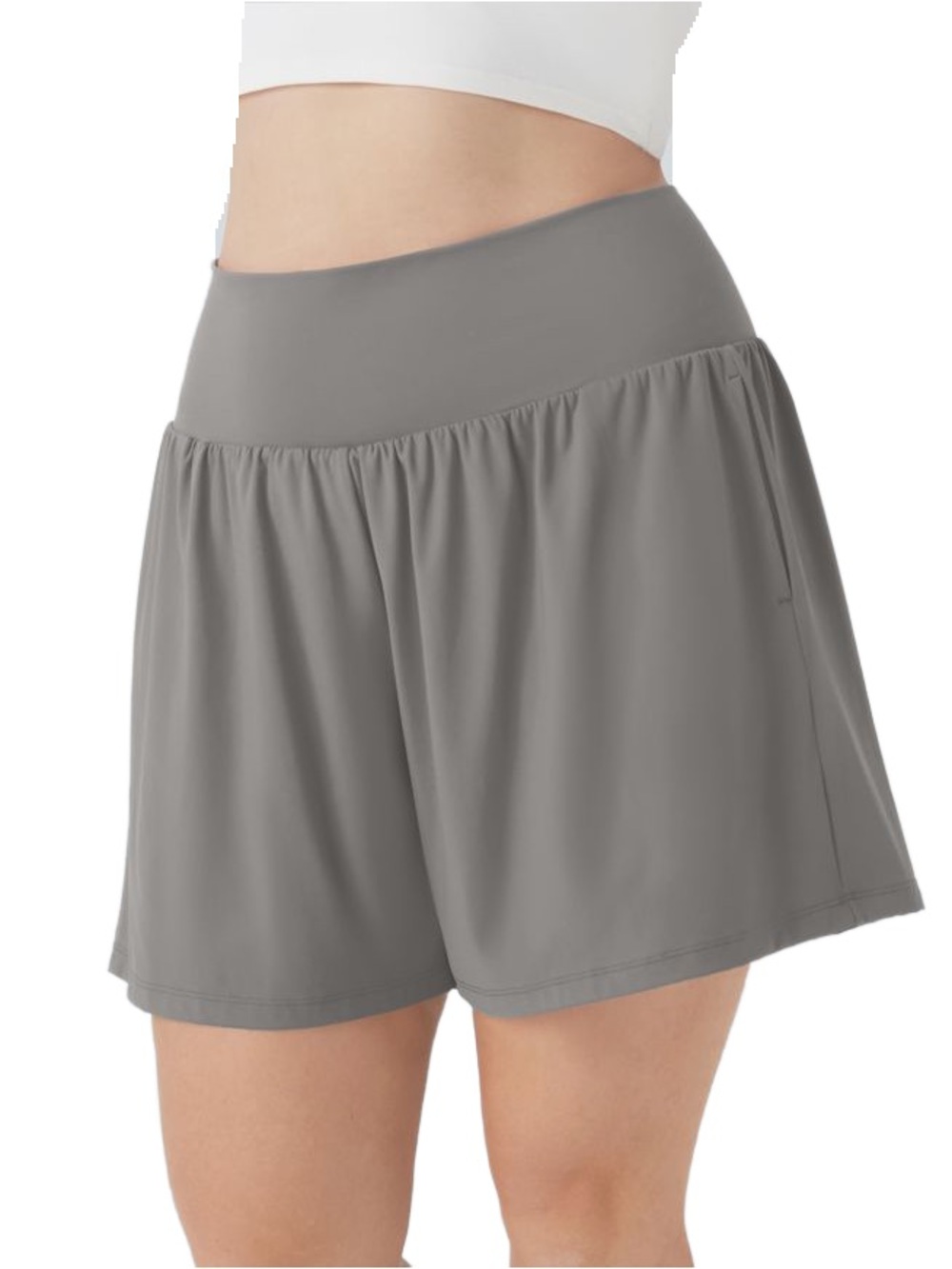 NWT Halara Gray SoftlyZero™ Airy Super High Waisted 2-in-1 Yoga Shorts L